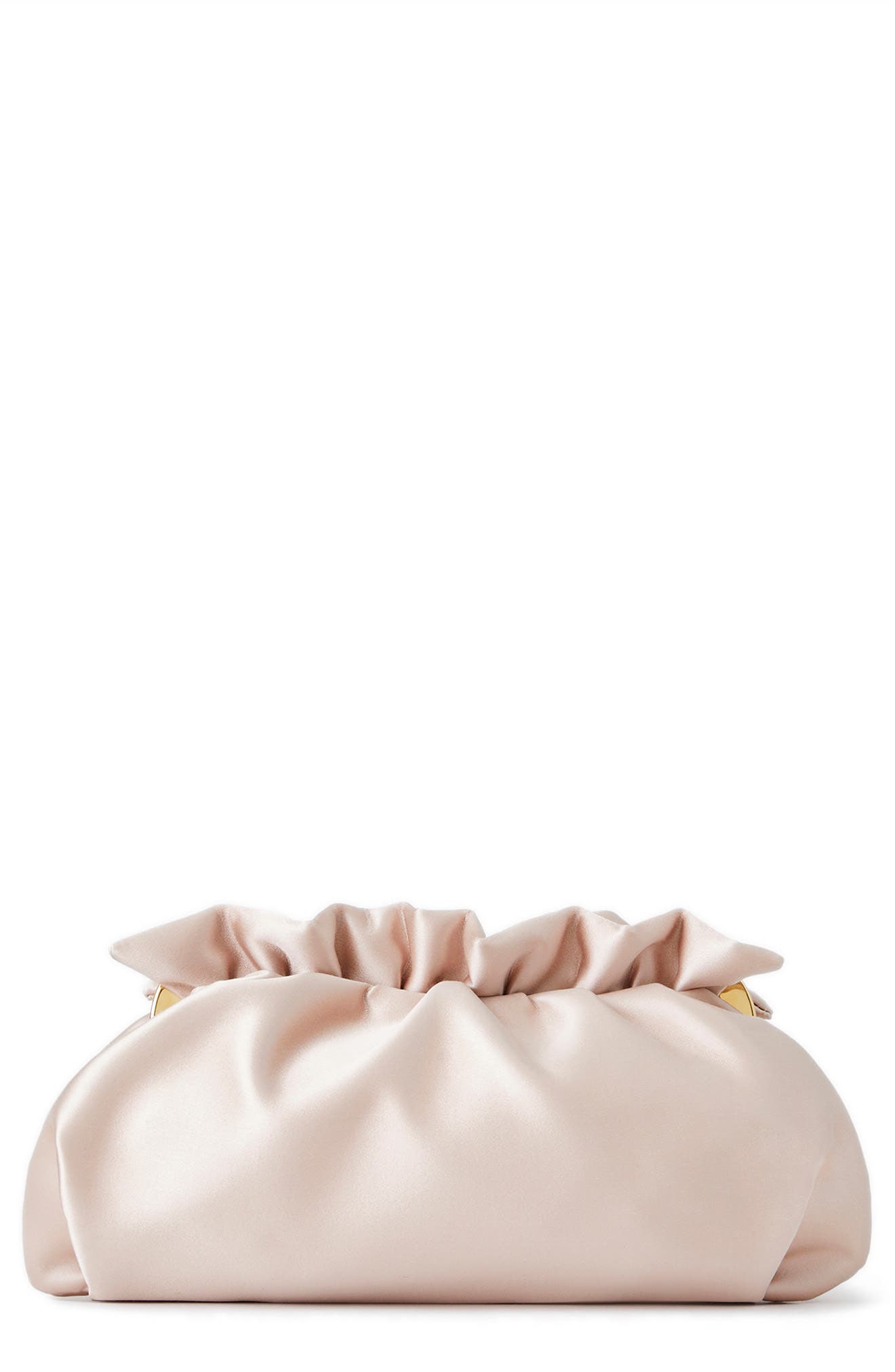 Satin Pochette Clutch, Main, color, FROSTED PEACH