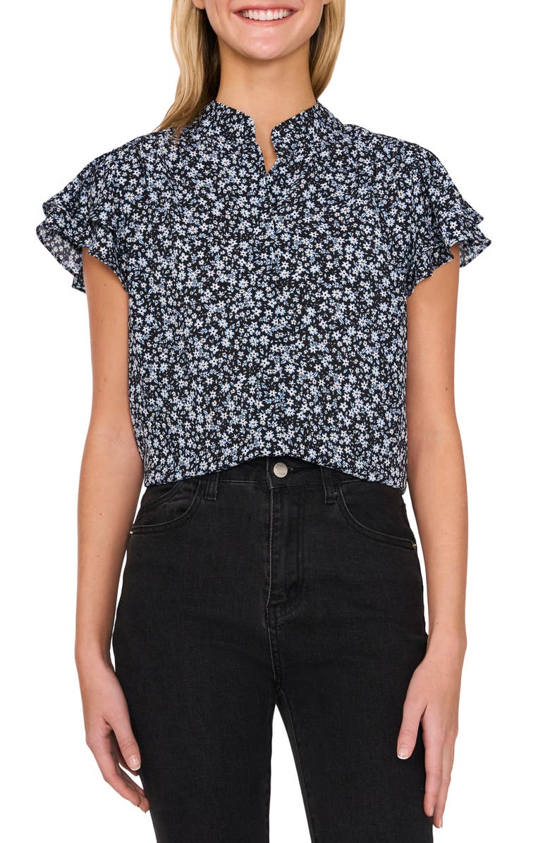 CeCe Flutter Sleeve Top, Main, color, 