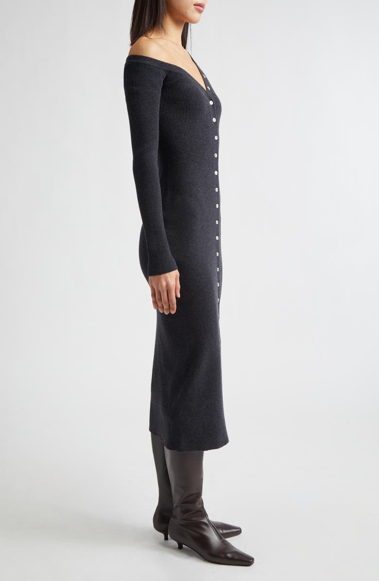 STAUD Craftsman Rib One-Shoulder Sweater Dress, Alternate, color, Nocturne