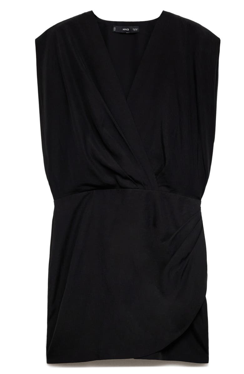 MANGO Vene Faux Wrap Dress, Alternate, color, Black
