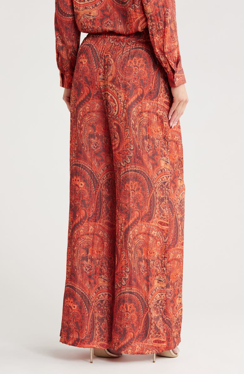 L'AGENCE Lillian Paisley Wide Leg Pants, Alternate, color, Rust Multi Boute Paisley