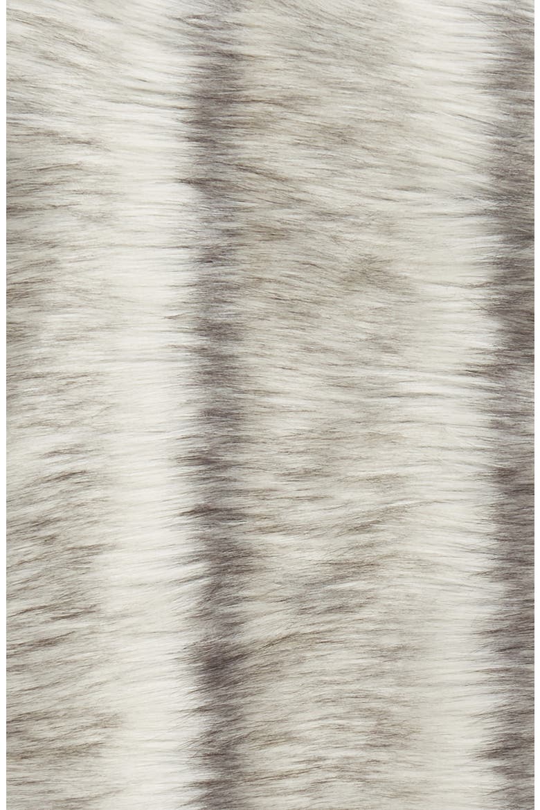 Luxe Faux Fur Stripe Throw Blanket, Alternate, color, GREY FROST MULTI