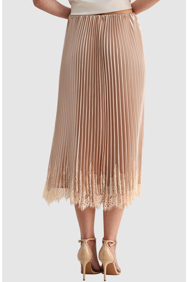 Lace Hem Pleated Midi Skirt, Alternate, color, CHAMPAGNE