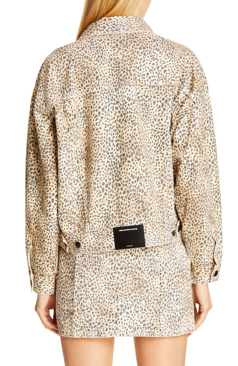 Denim x Alexander Wang Game Cheetah Print Denim Jacket, Alternate, color, 