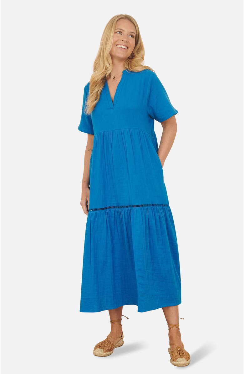 Yumi Cotton Kaftan Midi Dress, Main, color, Blue