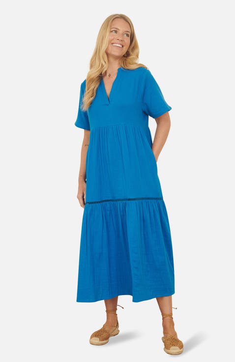 Cotton Kaftan Midi Dress