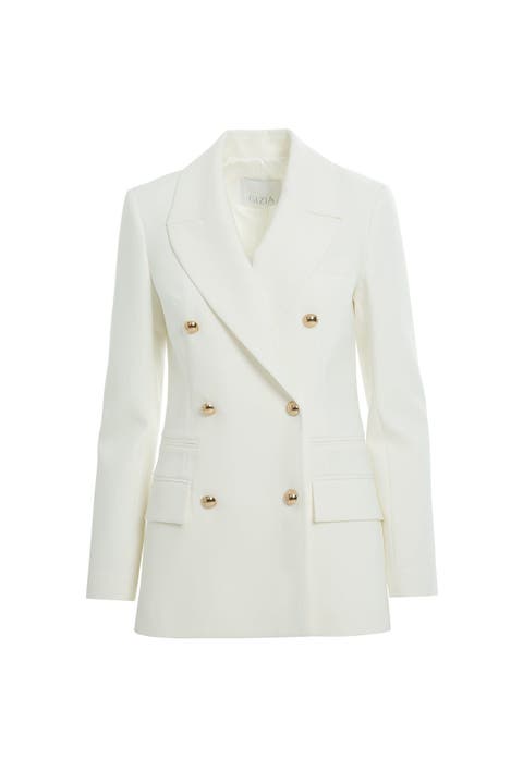 Long Sleeve Shoulder Padded Cream Jacket