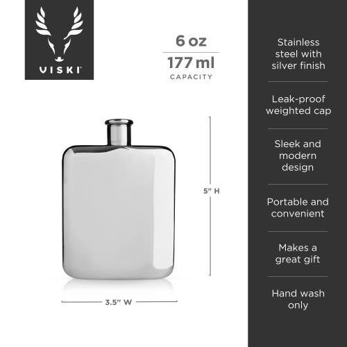 Viski Harrison Stainless Steel Flask In Silver