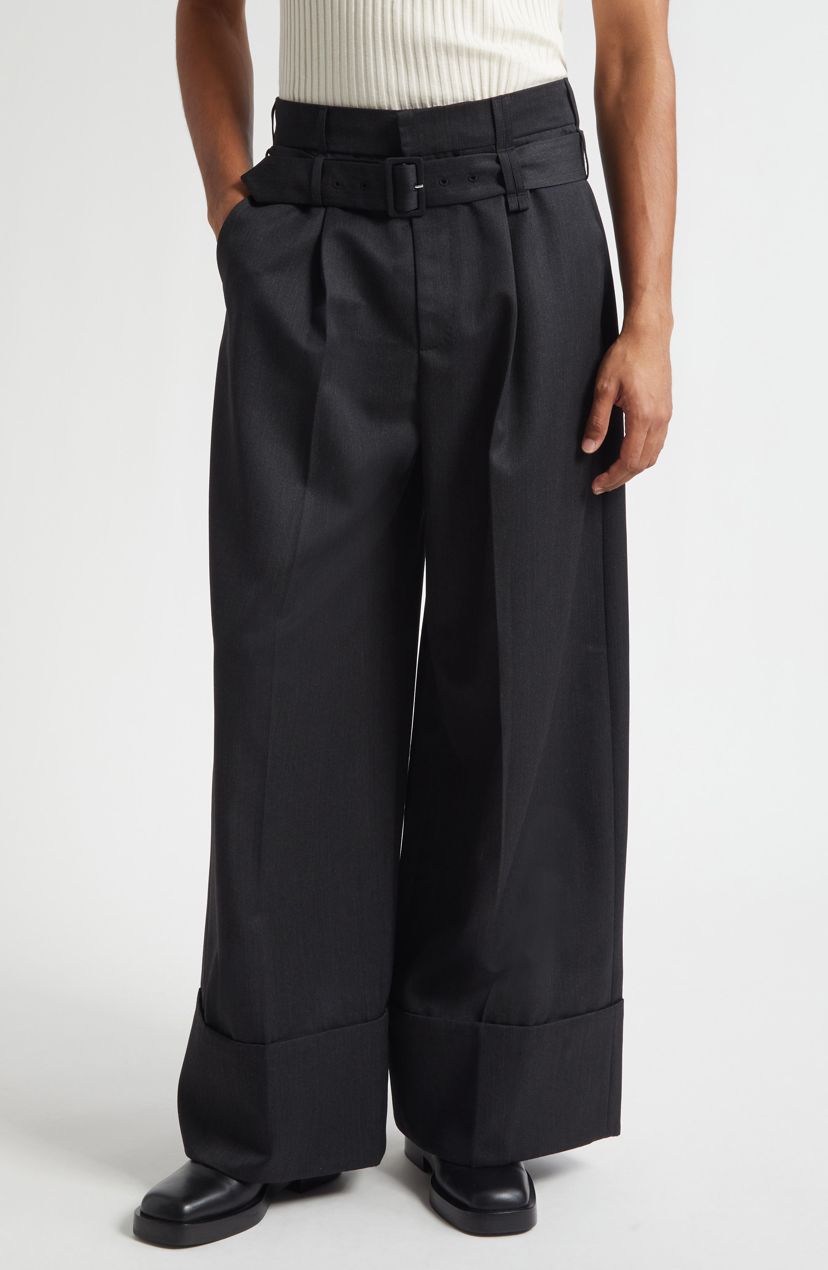 Double Belt Loop Wide Leg Pants (Men) | Nordstrom