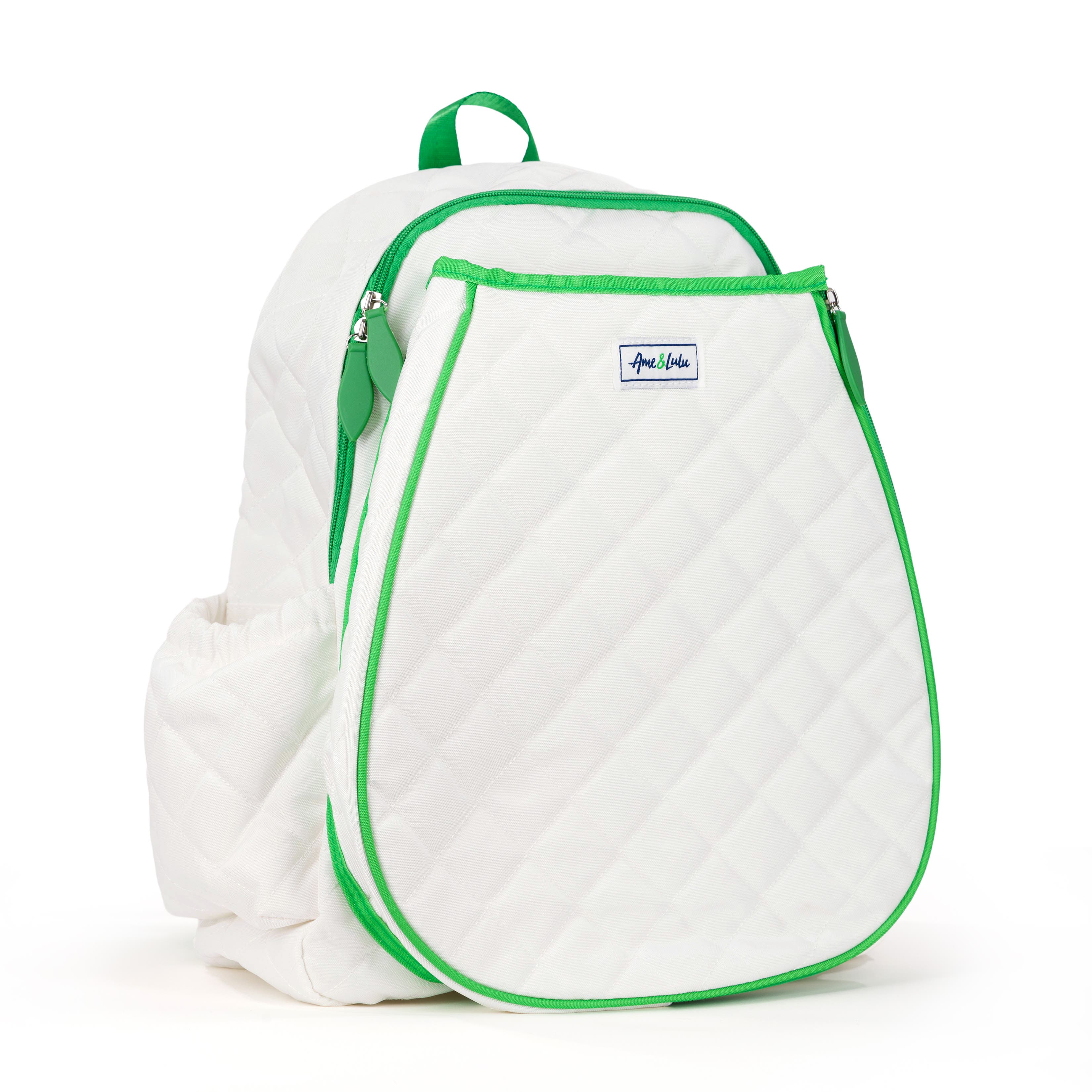 Ame & Lulu Game On Tennis Backpack, Alternate, color, Quilted White/Green