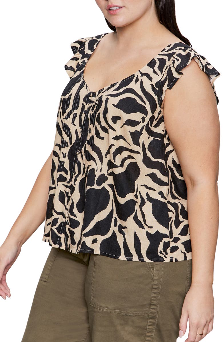 Sanctuary The Time Off Flutter Sleeve Button-Up Top, Alternate, color, Mirage