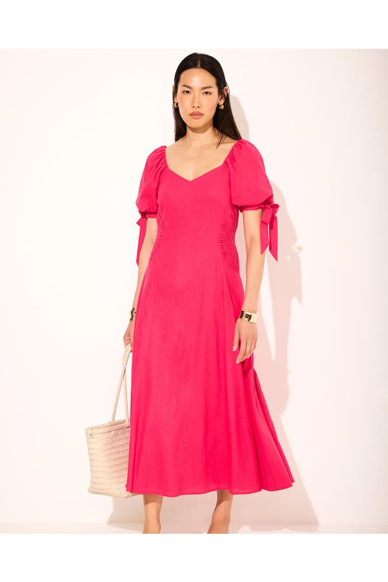 Linen Blend Tie Detail Maxi Dress, Alternate, color, Pink