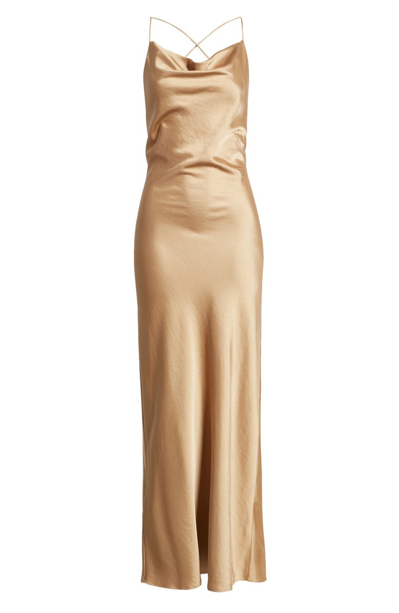 Significant Other Aila Cowl Neck Strappy Satin Gown, Alternate, color, 