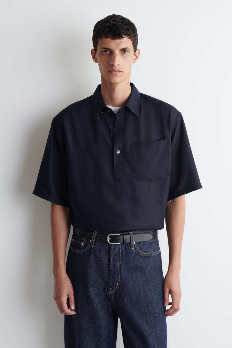 Oversized Popover Shirt, Main, color, NAVY