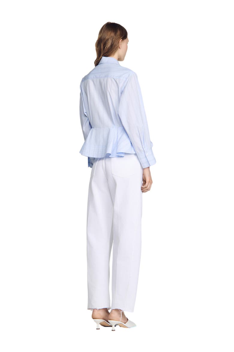 Striped peplum shirt, Alternate, color, Sky blue