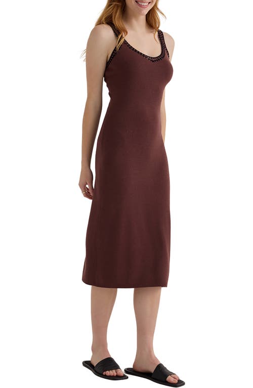 Bella Dahl Crochet Trim Linen Blend Midi Sweater Dress In Red