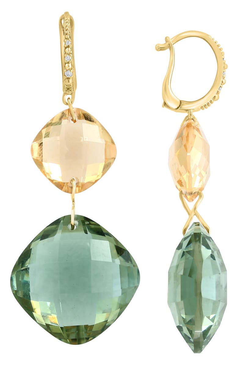 EFFY 14K Yellow Gold Green Quartz Citrine & Diamond Drop Earrings, Alternate, color, 