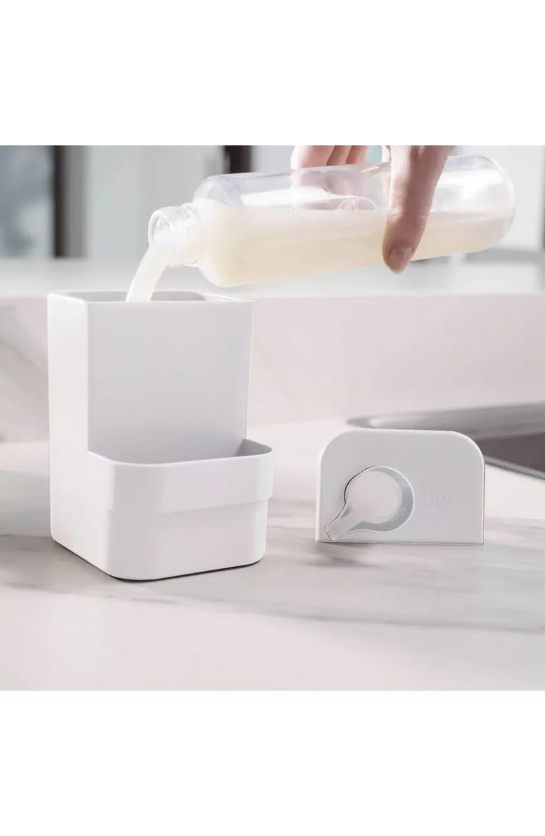 OU Clear Durable Kitchen Dish Soap Dispenser Organizer with Sponge Holder, 16 oz, Alternate, color, White