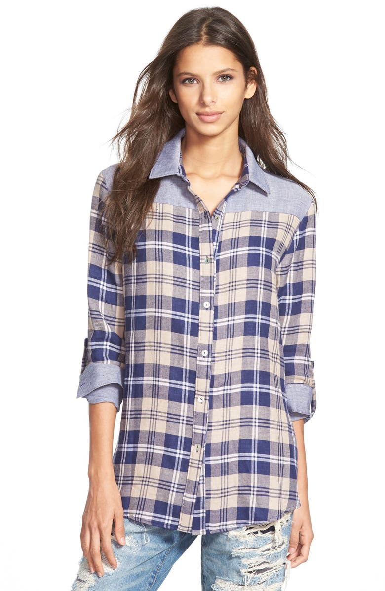 4SI3NNA Mixed Plaid Shirt, Main, color, 