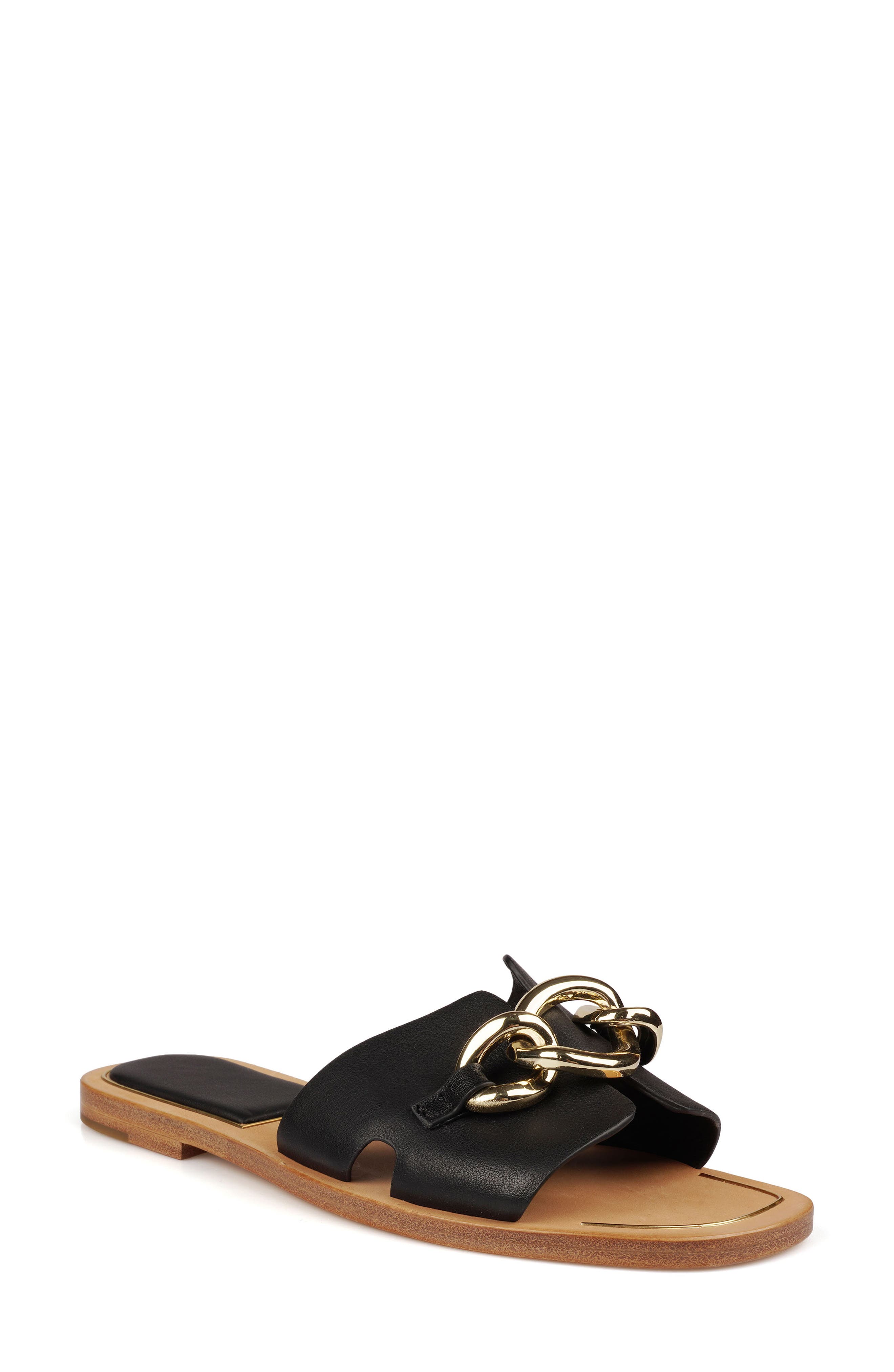 ZIGI Nelissa Slide Sandal, Main, color, Blk Leathe