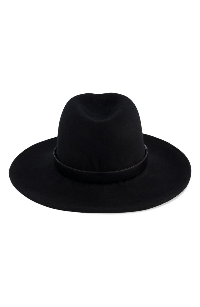 AllSaints Rivet Logo Fedora, Alternate, color, Matte Black