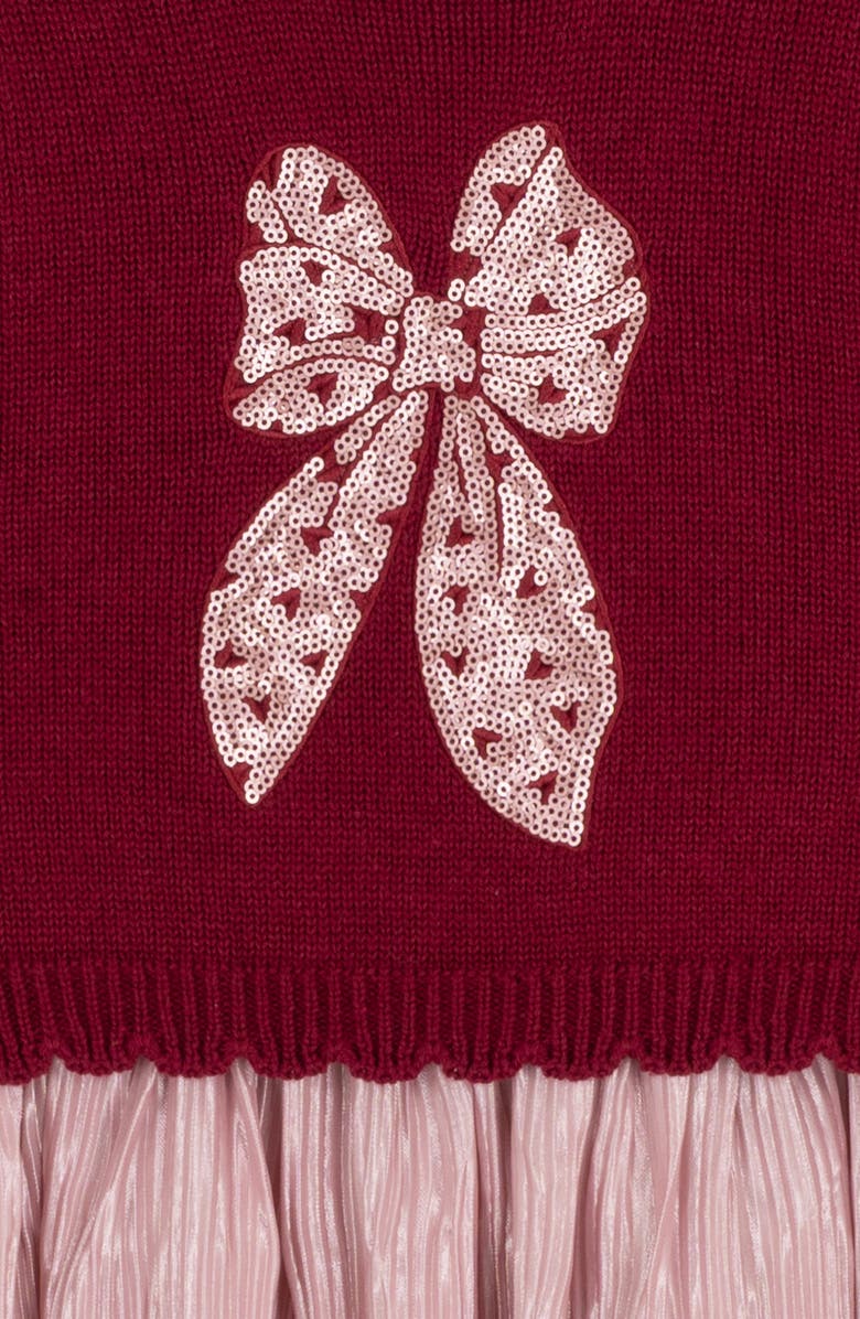 Rare Editions Kids' Bow Sweater & Tank Dress Set, Alternate, color, Burgundy