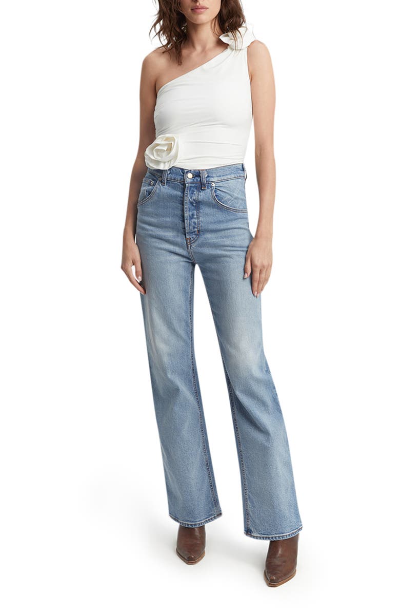 Bardot Lilita Rosette One-Shoulder Stretch Jersey Bodysuit, Alternate, color, 