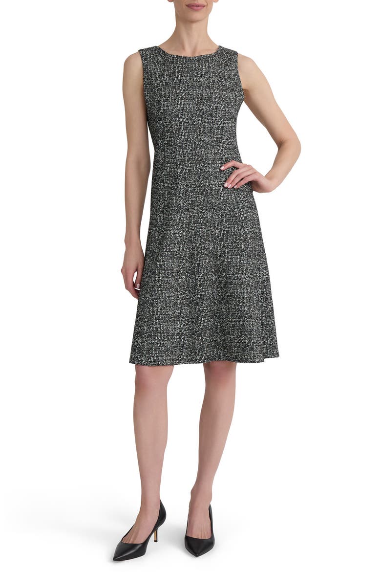 Multi Seam Fit & Flare Dress, Main, color, BLACK/ WHITE