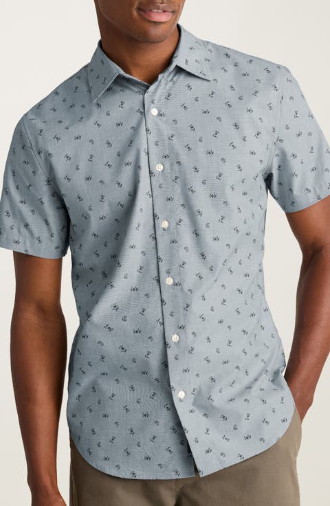 Riviera Slim Fit Floral & Paisley Short Sleeve Stretch Cotton Button-Up Shirt