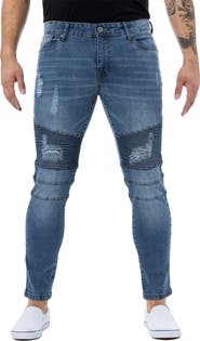 XRAY Rawx Distressed Moto Skinny Fit Jeans - 30-32" Inseam