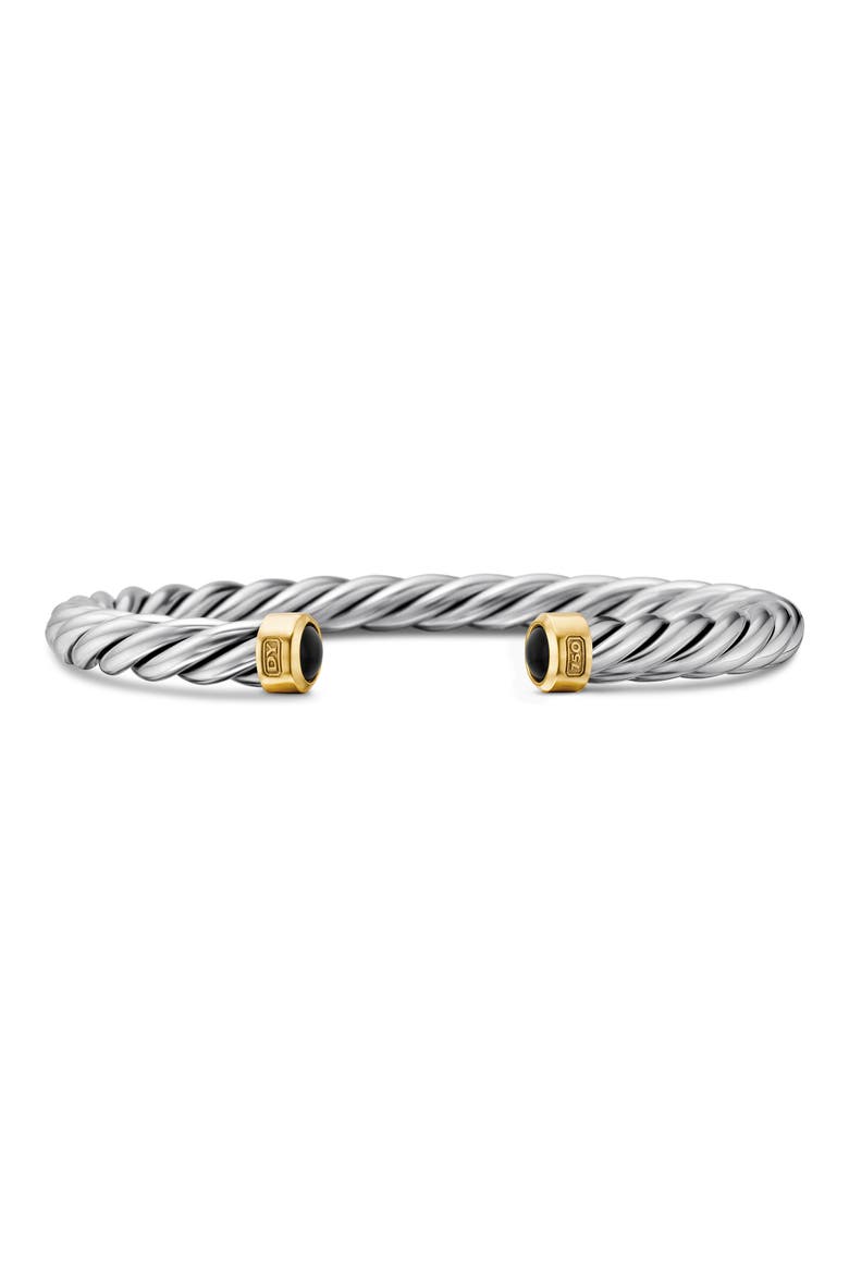 Cable Cuff Bracelet with 18K Gold & Semiprecious Stone, Main, color, BLACK ONYX