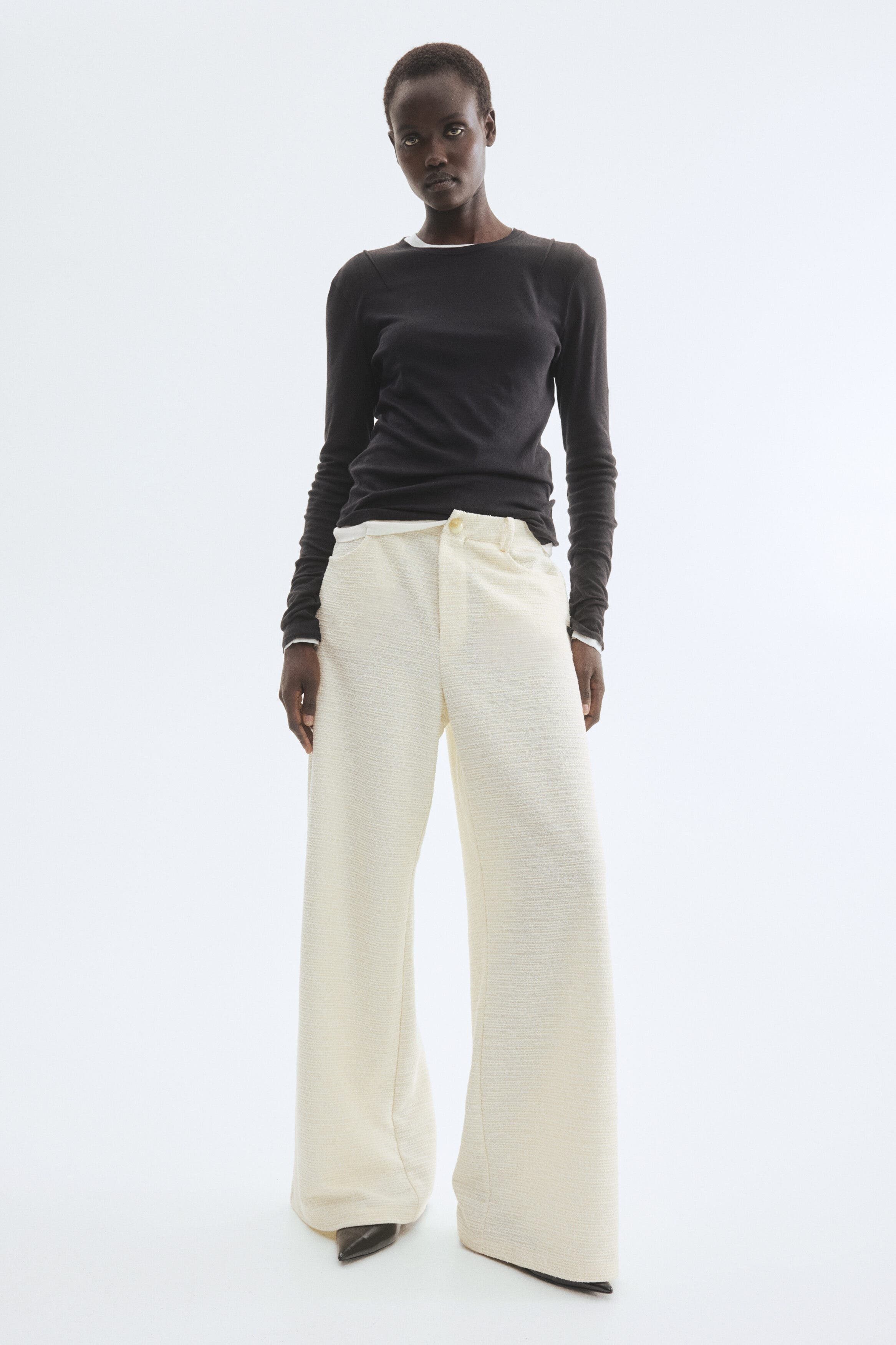 Wide-leg boucle pants - image 2