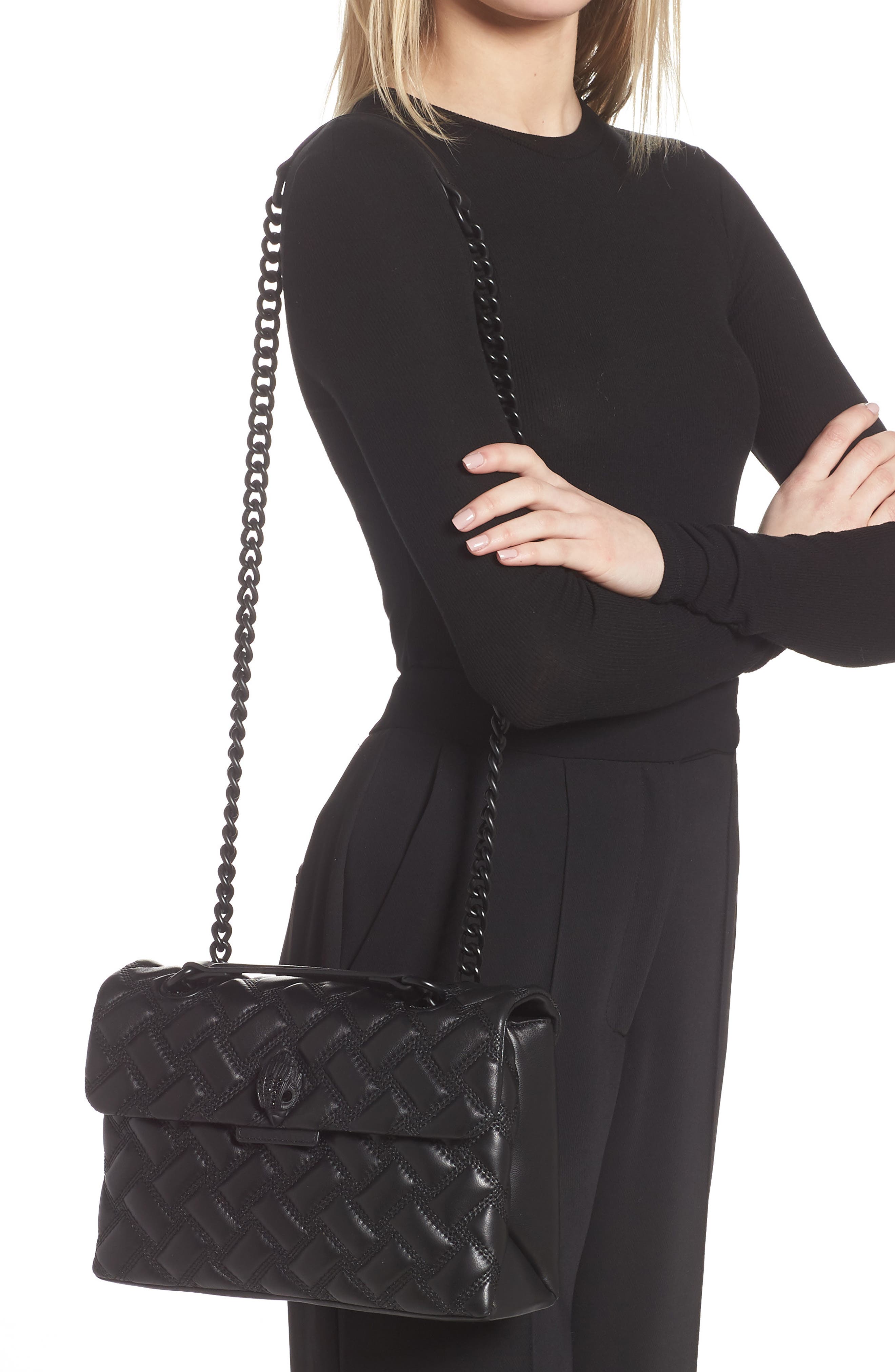 Kurt Geiger London Kensington Drench Leather Shoulder Bag, Alternate, color, Black