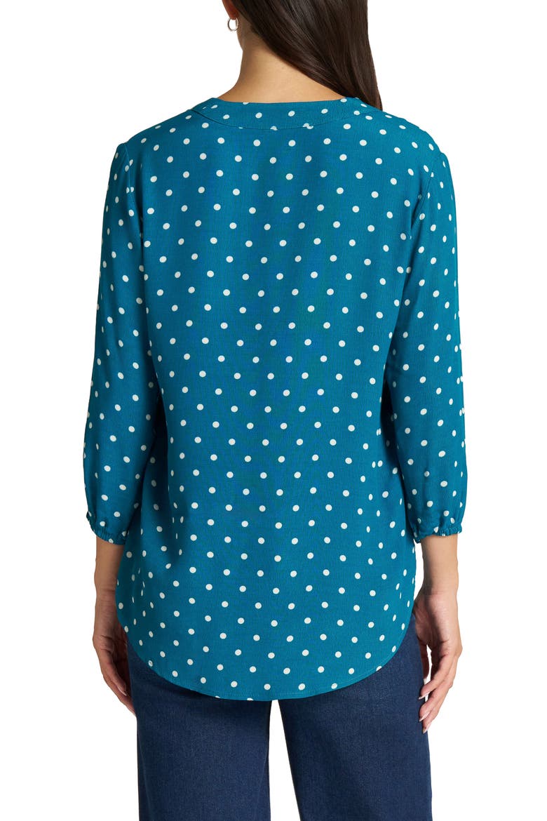 Pleat Front V-Neck Top, Alternate, color, TEAL