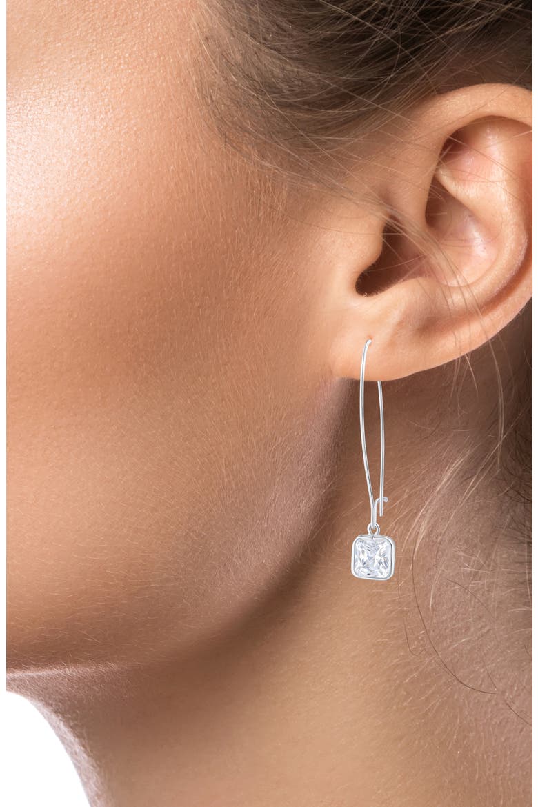 Cubic Zirconia Drop Earrings, Alternate, color, CLEAR SILVER