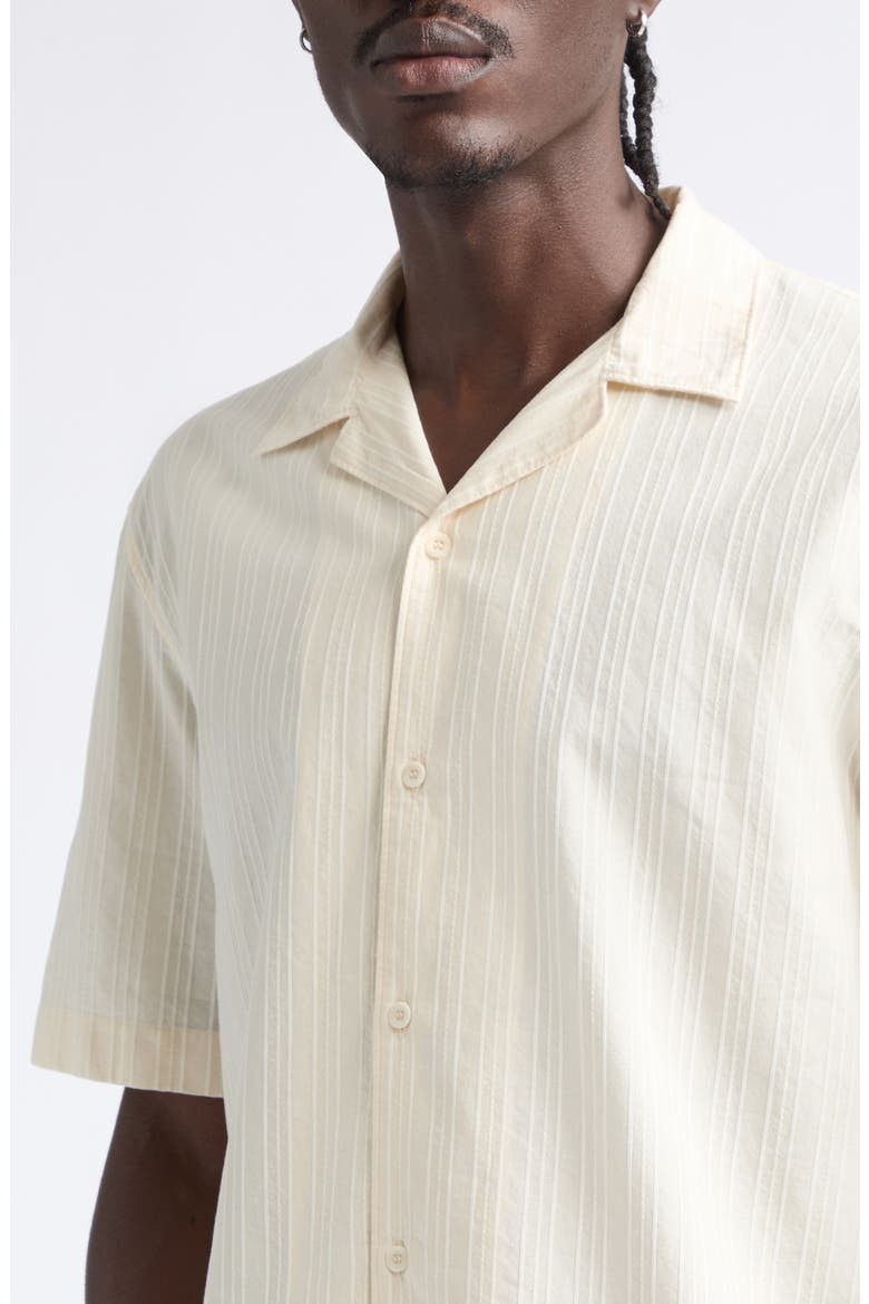 Textured Stripe Camp Shirt, Alternate, color, ECRU