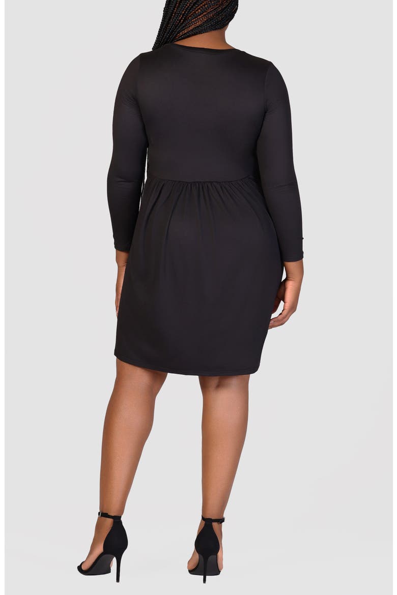 Long Sleeve Knit Babydoll Dress, Alternate, color, BLACK