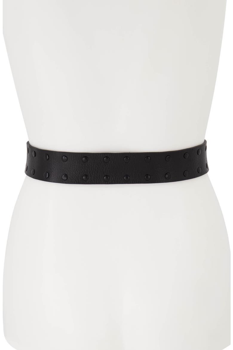 Studded Leather Belt, Alternate, color, BLACK / MATTE BLACK