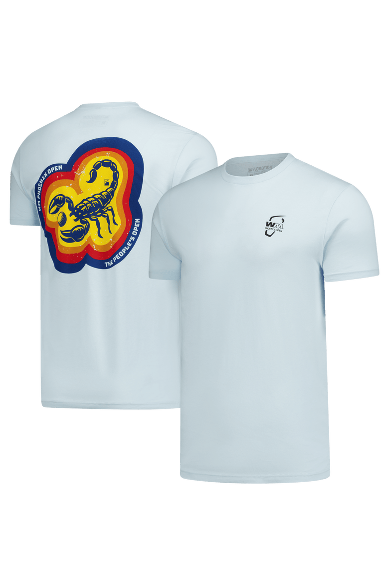 Unisex Flomotion Light Blue WM Phoenix Open Disco Scorpion T-Shirt, Main, color, Light Blue