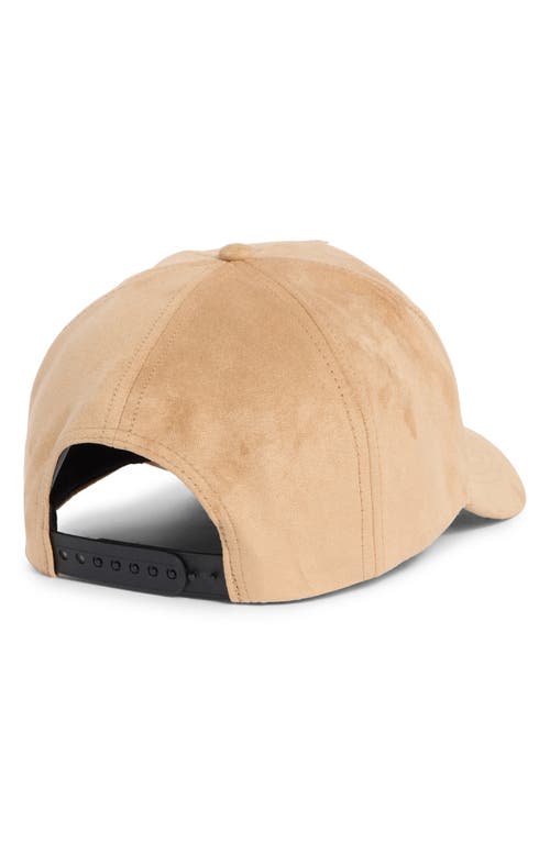 David & Young Faux Suede Baseball Cap In Gold