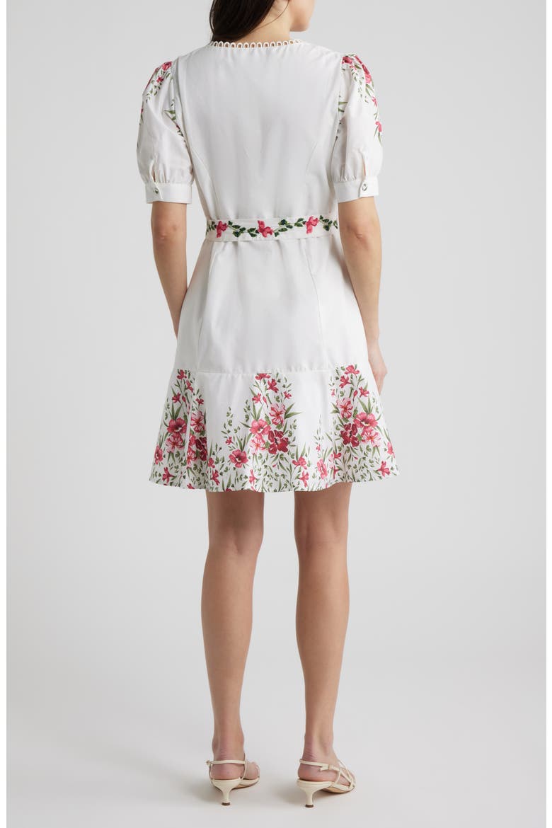Floral Belted Puff Sleeve Midi Dress, Alternate, color, ULTRA WHITE