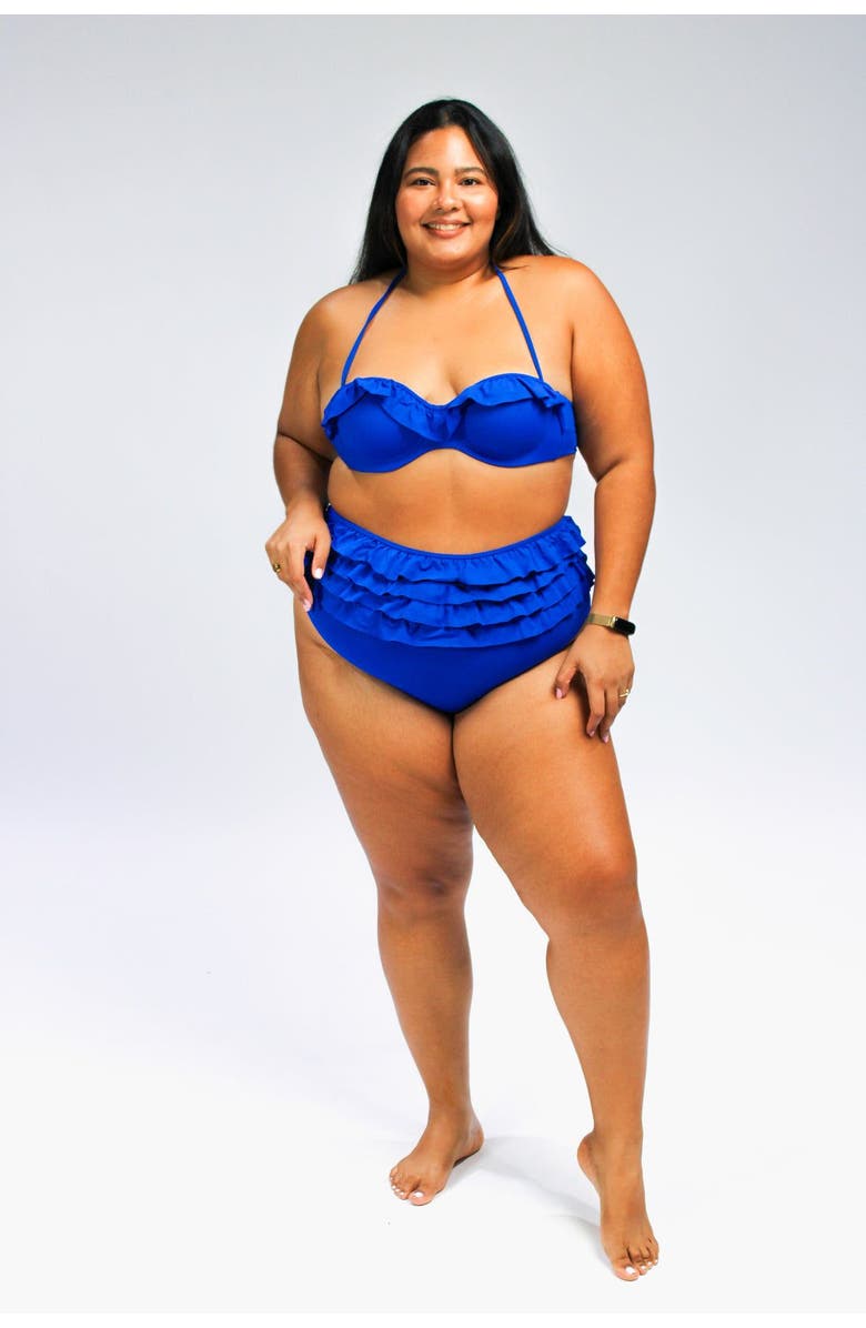 Mary Mercedes Ruby Ruffle Bikini Bottom, Alternate, color, Royal Blue
