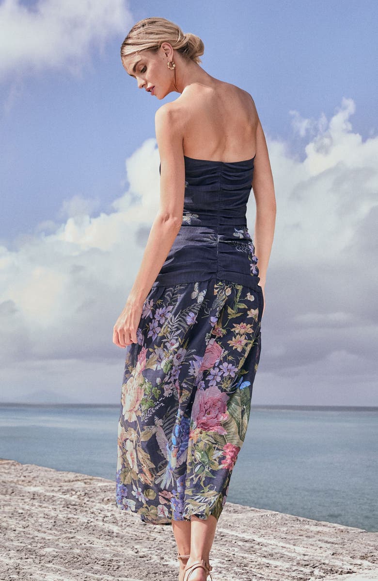 Lipsy Ruched Bandeau Maxi Dress, Alternate, color, Blue