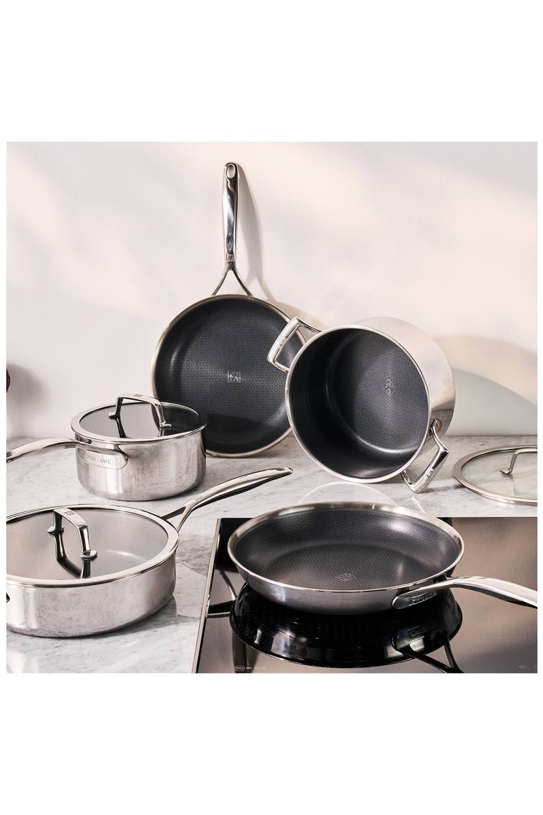Peak 10-Piece Nonstick Stainless Steel Cookware Set, Alternate, color, STAINLESS STEEL