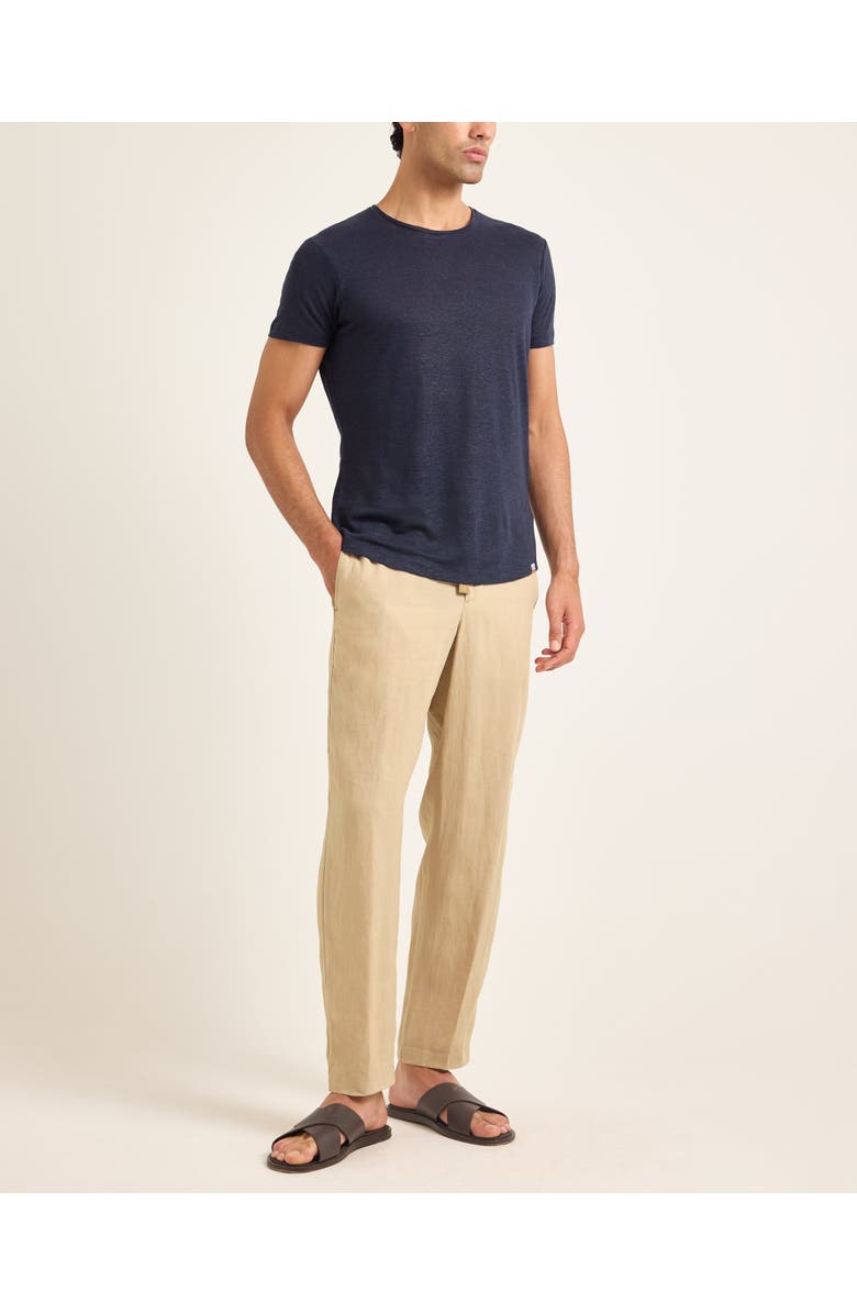 Orlebar Brown Ob T Linen Tailored Fit Crewneck T-Shirt, Main, color, Night Iris