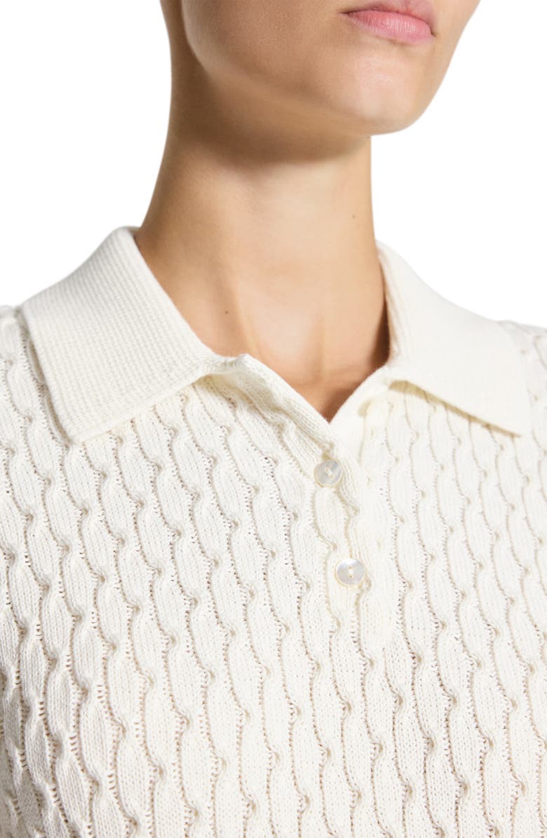 Theory Textured Cable Knit Organic Cotton Polo, Alternate, color, 