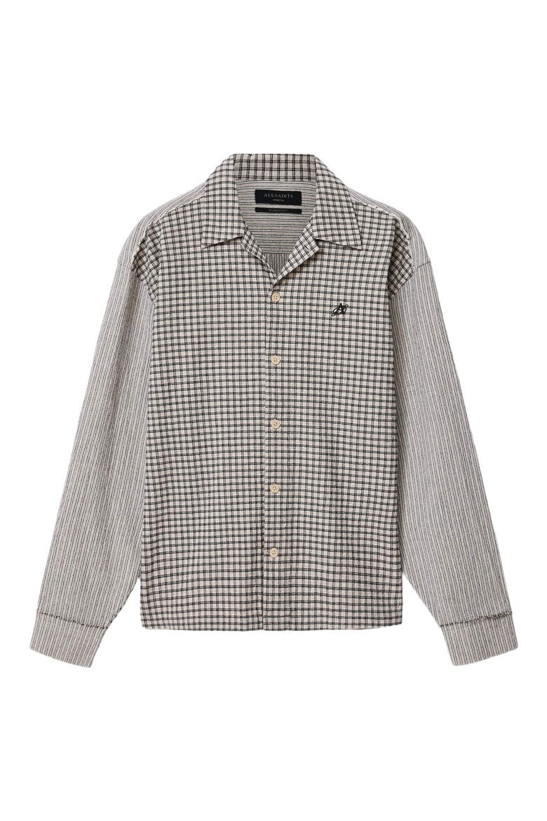 Kage Mix Print Button-Up Shirt, Alternate, color, OAT WHITE