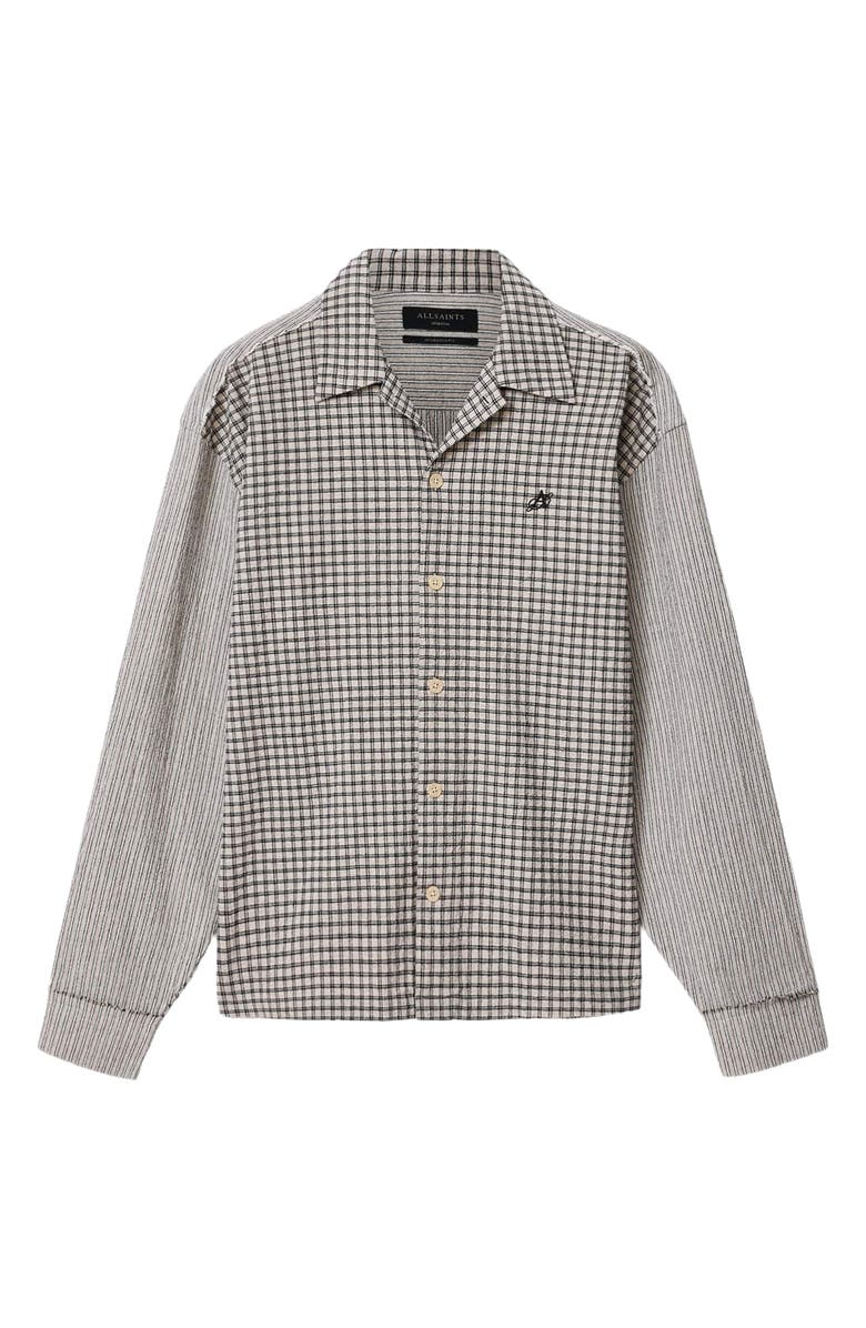 AllSaints Kage Mix Print Button-Up Shirt, Alternate, color, Oat White