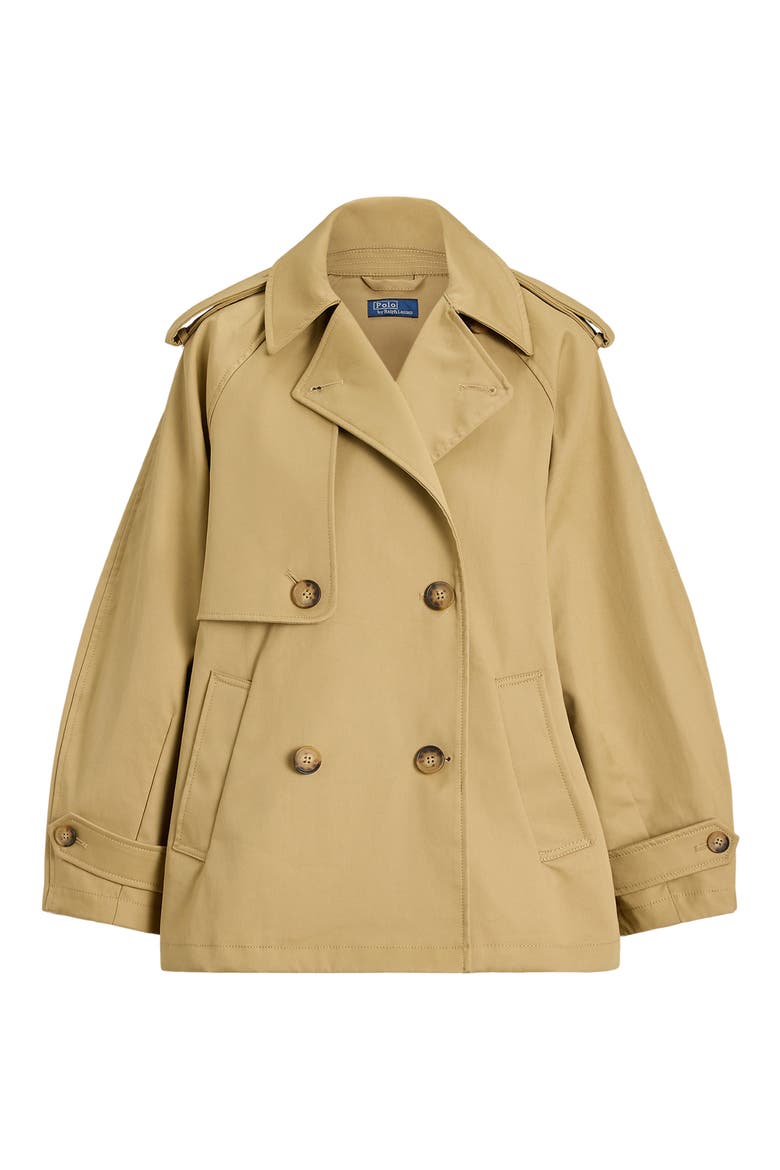 Balloon Cotton Twill Trench Coat, Alternate, color, KHAKI
