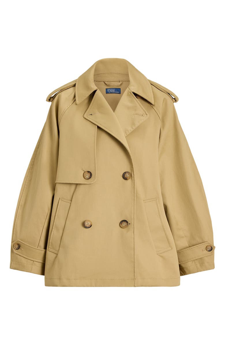 Polo Ralph Lauren Balloon Cotton Twill Trench Coat, Alternate, color, Khaki